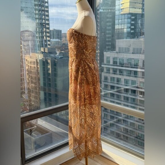 🆕 BRONX & BANCO 🧿 NWOT Giselle Strapless Beaded Sequin Midi Dress, Size M US 6 - Picture 5 of 16